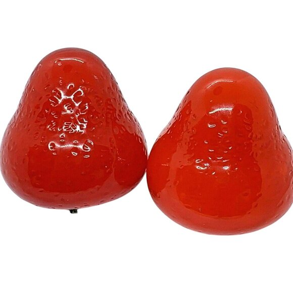 Handblown Strawberries Large Art Glass Paperweights MCM Prop Decor Photos VTG - Picture 11 of 12
